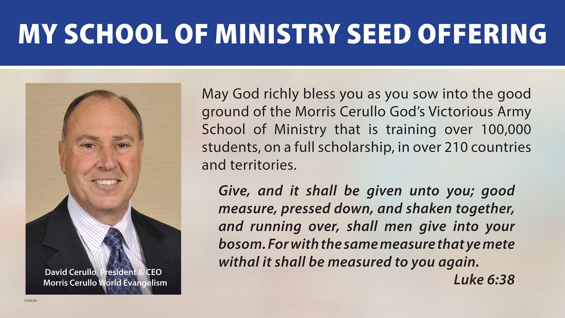 My School Of Ministry Seed Offering